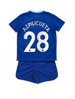 Chelsea Cesar Azpilicueta #28 Heimtrikotsatz für Kinder 2022-23 Kurzarm (+ Kurze Hosen)